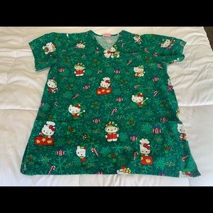 💚 Hello Kitty Christmas Scrub Top Size XL 💚